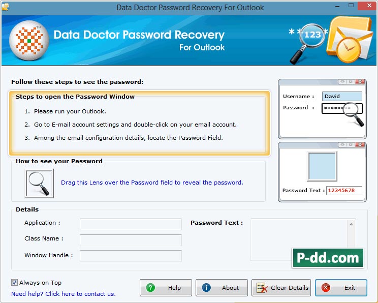 Screenshot of Outlook Password Viewer