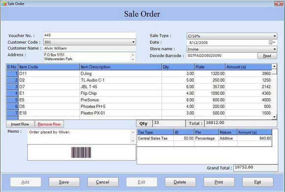 Financial Accounting with Barcode screen shot