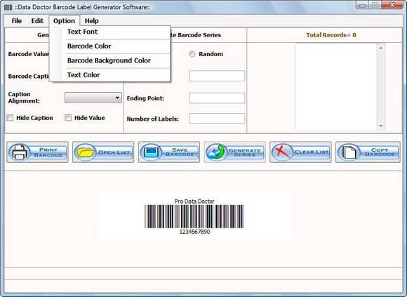 Screenshot of Barcode Label Software